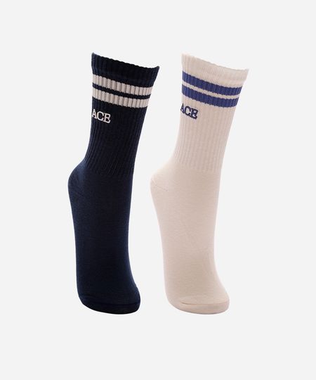 kit de 2 meias cano longo esportivas ace azul 34-39