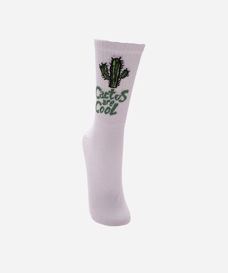 meia cano alto masculina cacto branca 37-40