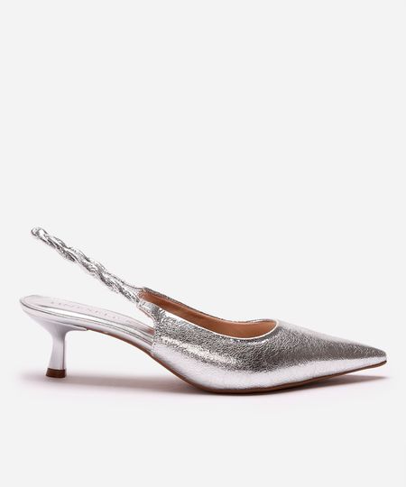 scarpin bico fino texturizado oneself prateado 35 scarpin bico fino texturizado oneself prateado 35