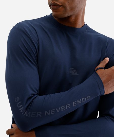 camiseta masculina com proteção uv manga longa azul M