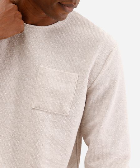 camiseta masculina manga longa texturizada off white P