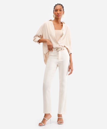 calça skinny feminina cós elástico bege 36
