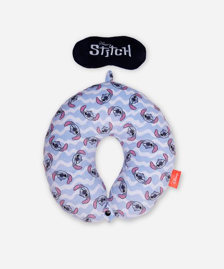 apoio de pescoço com máscara de dormir stitch azul UNICO