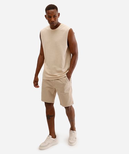 bermuda reta masculina de sarja bege 38