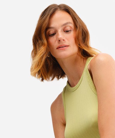 cropped feminino de poliamida canelado verde M