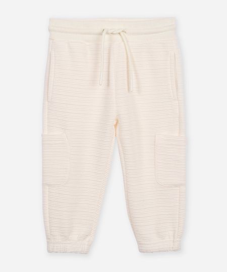 calça jogger infantil de moletom texturizada off white 2 calça jogger infantil de moletom texturizada off white 2