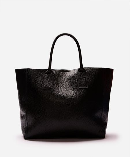 bolsa tote feminina texturizada preta UNICO