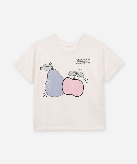camiseta de algodão infantil funny friends off white 3 camiseta de algodão infantil funny friends off white 3