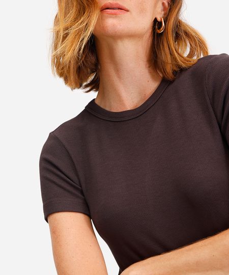 blusa feminina de viscose canelada marrom G
