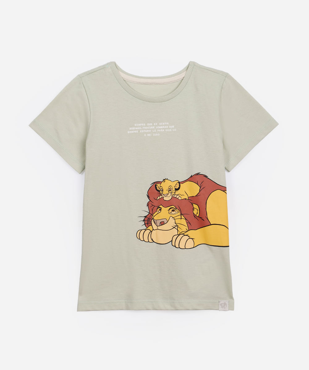 camiseta de algodão infantil simba e musafa verde