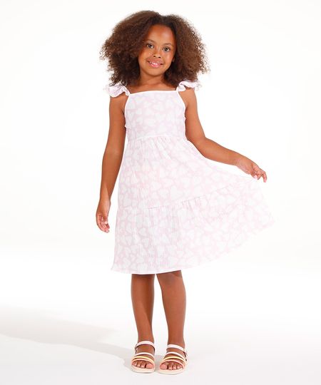 vestido infantil corações alça babados rosa 6 vestido infantil corações alça babados rosa 6