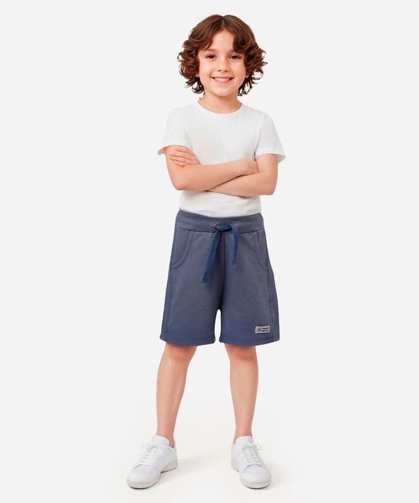 short de moletom infantil cós com elástico azul 1