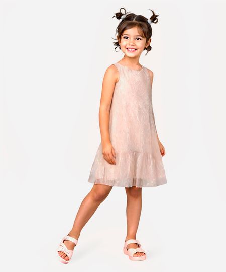 vestido godê infantil com lurex rosa 4