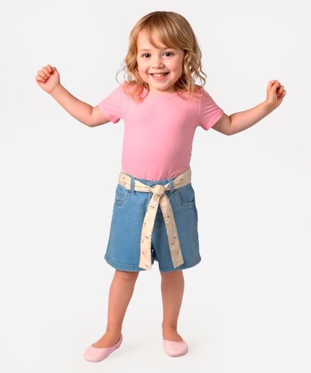short jeans infantil com faixa azul 4