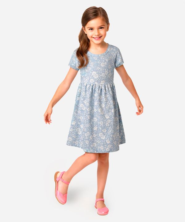 vestido midi infantil texturizado floral off white 12