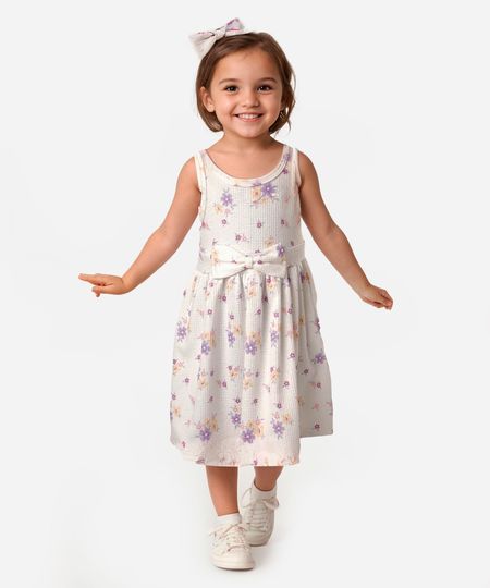 vestido infantil com laço floral off white 4 vestido infantil com laço floral off white 4