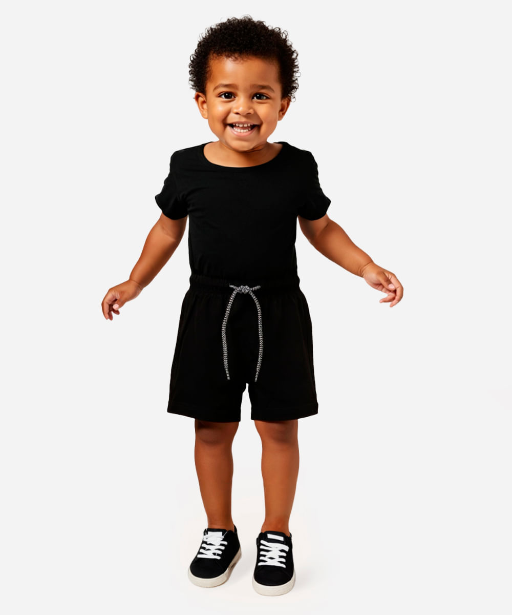 Vista 2 boardshort infantil com bolso C&A Preto C&A Preto