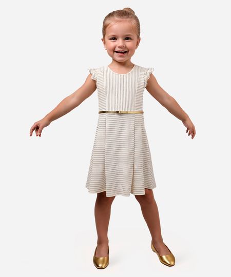 vestido infantil listrado com cinto off white 4 vestido infantil listrado com cinto off white 4