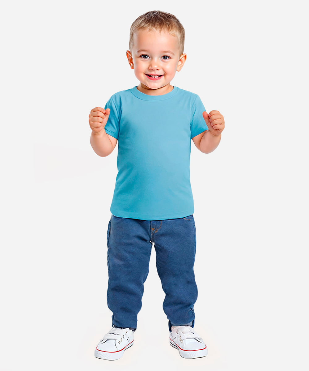 calça legging infantil jeans azul