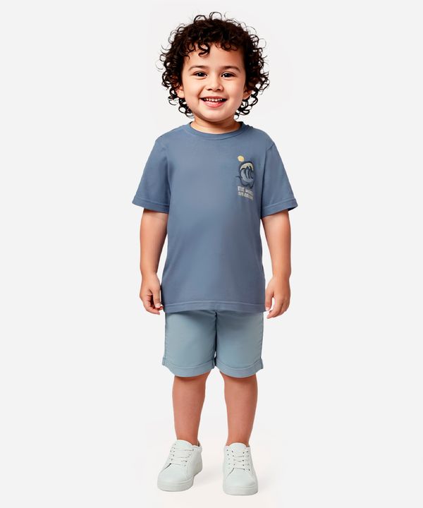 camiseta infantil de algodão the waves are calling azul 2