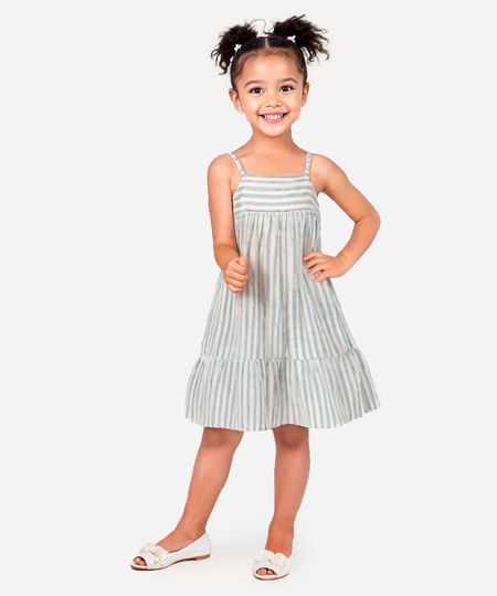 vestido midi infantil listrado colorido 8
