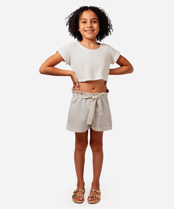 short clochard infantil com lurex bege 8