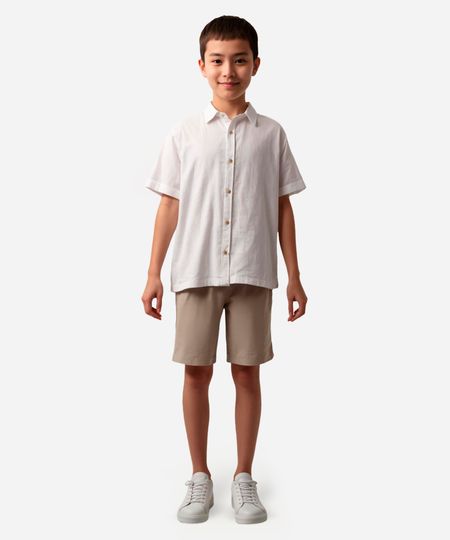 camisa juvenil de algodão com bolso manga curta off white 10 camisa juvenil de algodão com bolso manga curta off white 10