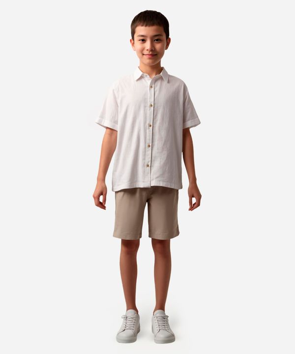 camisa juvenil de algodão com bolso manga curta off white 14