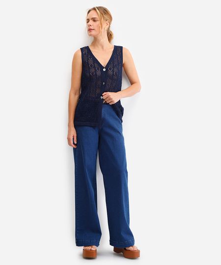 calça wide leg feminina jeans azul 34 calça wide leg feminina jeans azul 34
