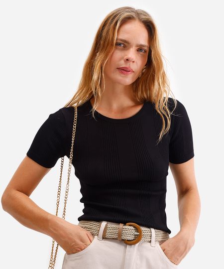 blusa com viscose canelada preta PP