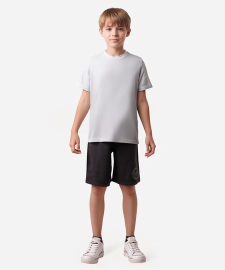 camiseta de algodão infantil texturizada branca 12