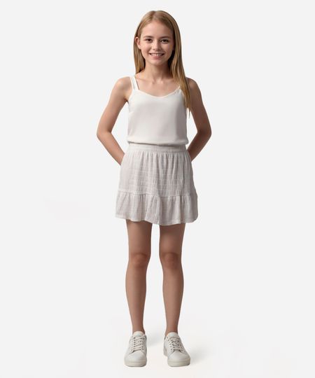 saia curta juvenil texturizada off white 12 saia curta juvenil texturizada off white 12