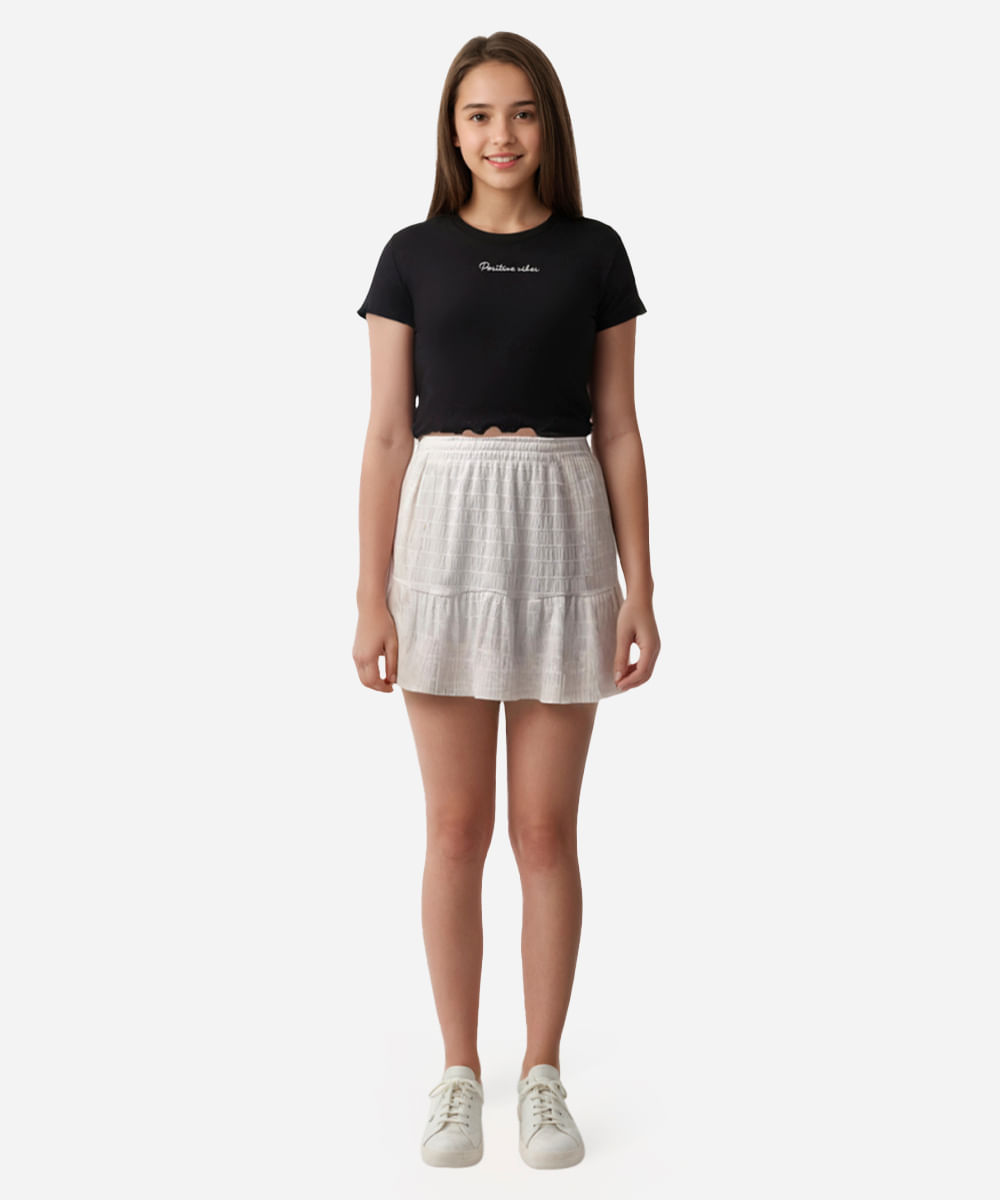 cropped juvenil manga curta positive vibes preto