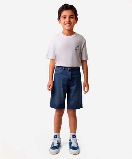 bermuda jeans juvenil com bolso azul médio azul 12 bermuda jeans juvenil com bolso azul médio azul 12