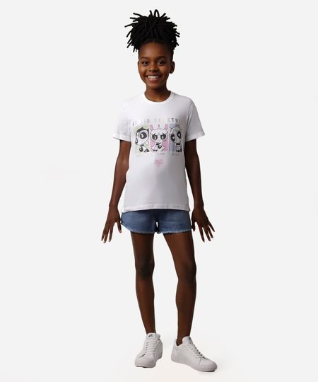 camiseta juvenil meninas super poderosas off white 16