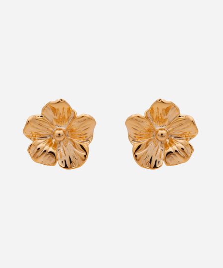 brinco feminino floral dourado UNICO