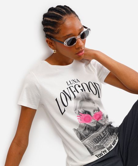 camiseta feminina de algodão harry potter off white PP