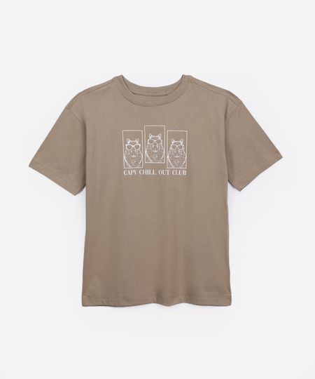 camiseta juvenil de algodão capy chill out club bege 14