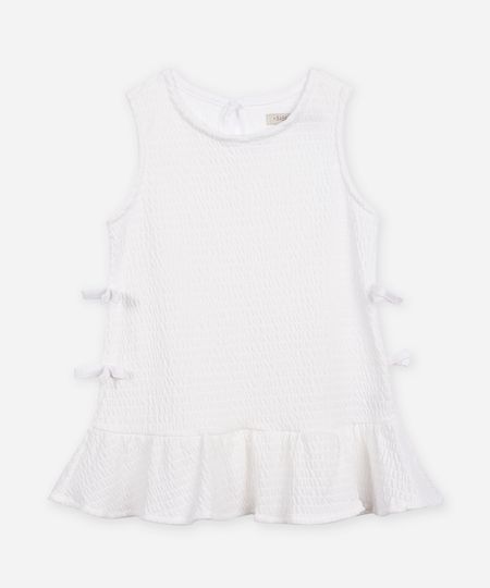 regata infantil texturizada com laço off white 3 regata infantil texturizada com laço off white 3