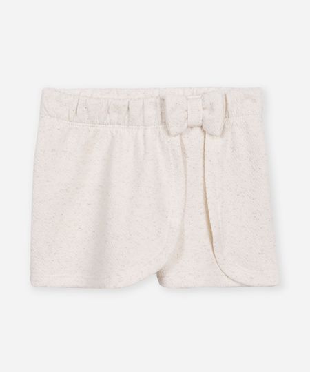 short curto infantil com linho e lacinho bege 9-12