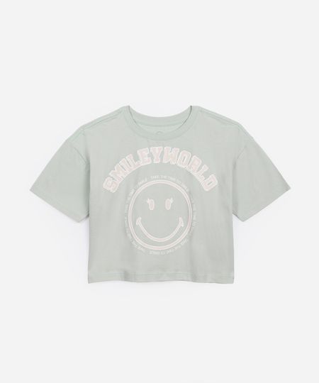 cropped de algodão juvenil smileyworld verde 10