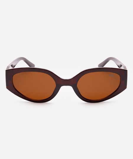 óculos de sol oval marrom UNICO