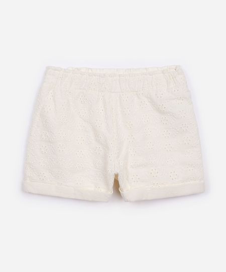 short de laise infantil curto floral off white 1