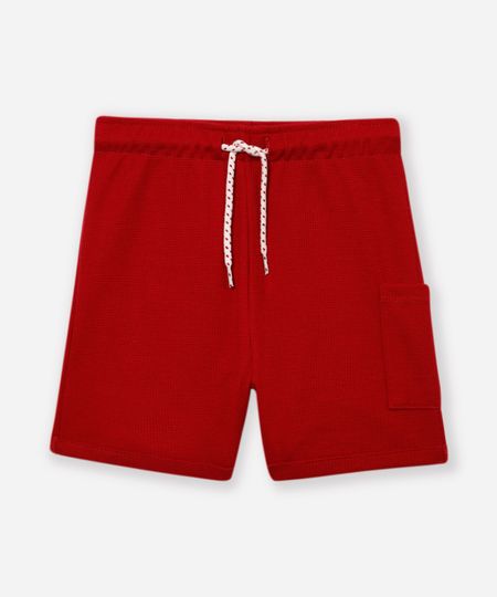 short de algodão infantil com bolso texturizado vermelho 1 short de algodão infantil com bolso texturizado vermelho 1