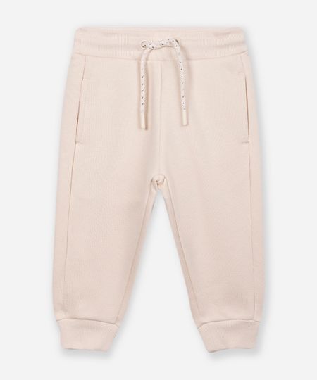 calça jogger infantil de moletom bege 1 calça jogger infantil de moletom bege 1