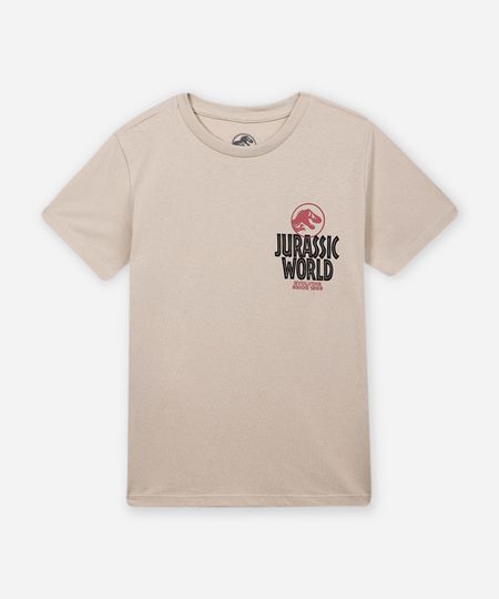 camiseta de algodão infantil jurassic world bege 6