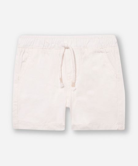 short reto infantil de sarja off white 0-3