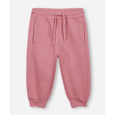 calça jogger infantil de moletom rosa