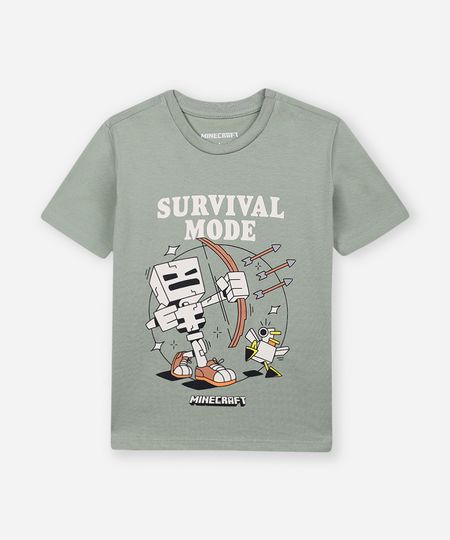 camiseta de algodão infantil minecraft verde 6