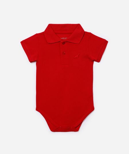 body polo infantil de algodão peruano dinossauro vermelho 9-12 body polo infantil de algodão peruano dinossauro vermelho 9-12